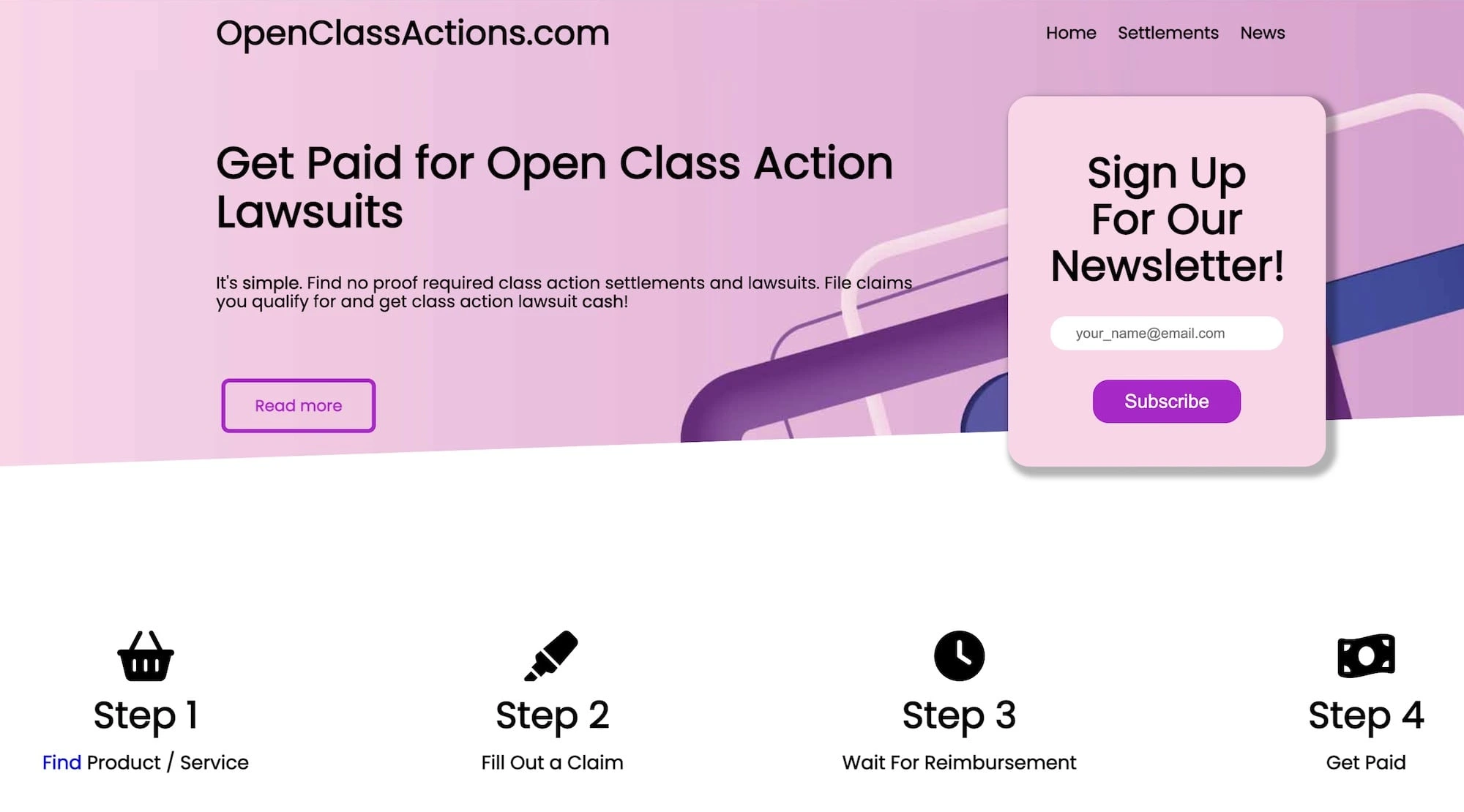 Open Class Action's website.